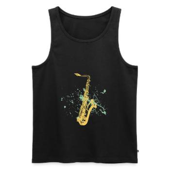 Saxophone Saxofon Jazzmusik Geschenk Gift - Männer Premium Bio Tank Top - Schwarz - Vorne - Michal (187cm)