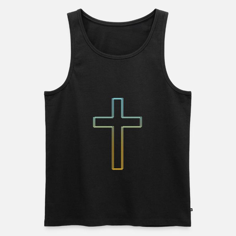 Kreuz Glauben Believer Shirt Geschenk - Männer Premium Bio Tank Top - Schwarz