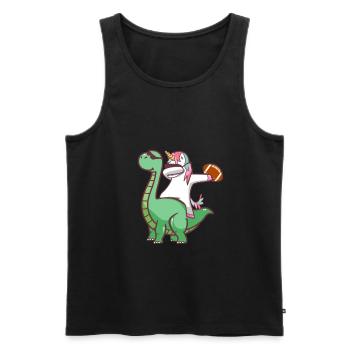 Cadeau de dinosaure football licorne fantaisie - Débardeur bio Premium Homme - noir - Devant - Michal (187cm)