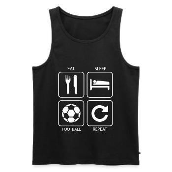 EAT SLEEP FOOTBALL REPEAT - Männer Premium Bio Tank Top - Schwarz - Vorne - AI Model Male 178 light (178cm)