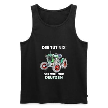 Deutzen Traktor T-shirt - Männer Premium Bio Tank Top - Schwarz - Vorne - AI Model Male 178 light (178cm)