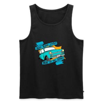 DDR himmelblauer Trabi/, Zwei Takte reichen - Männer Premium Bio Tank Top - Schwarz - Vorne - AI Model Male 178 light (178cm)