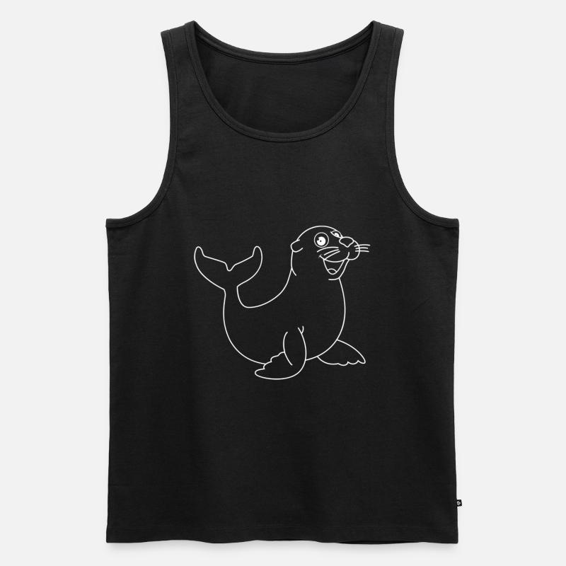 Seerobbe Seekuh Süß Robbe - Männer Premium Bio Tank Top - Schwarz