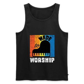 Made To Worship Synthesizer Musik abmischen - Männer Premium Bio Tank Top - Schwarz - Vorne - AI Model Male 178 light (178cm)