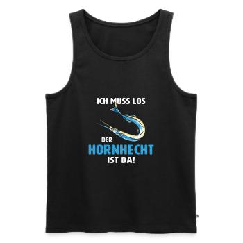 Ich muss los der Hornhecht ist da Geschenk Angler - Männer Premium Bio Tank Top - Schwarz - Vorne - Michal (187cm)