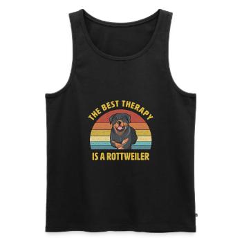 The best therapy is a Rottweiler gift - Men's Premium Organic Tank Top - black - Front - AI Model Male 178 light (178cm)