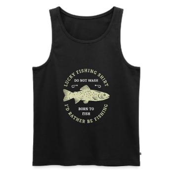 Das ist mein Glücks Shirt Angler Fischerspruch - Männer Premium Bio Tank Top - Schwarz - Vorne - AI Model Male 178 light (178cm)