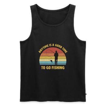 Jederzeit ist eine gute Zeit zum Angeln Spruch - Männer Premium Bio Tank Top - Schwarz - Vorne - AI Model Male 178 light (178cm)