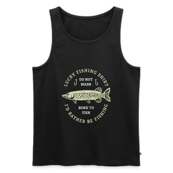 Das ist mein Glücks Shirt Angler Fischerspruch - Männer Premium Bio Tank Top - Schwarz - Vorne - AI Model Male 178 light (178cm)