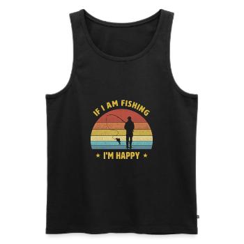 Wenn ich fische, bin ich glücklich Angler spruch - Männer Premium Bio Tank Top - Schwarz - Vorne - AI Model Male 178 light (178cm)