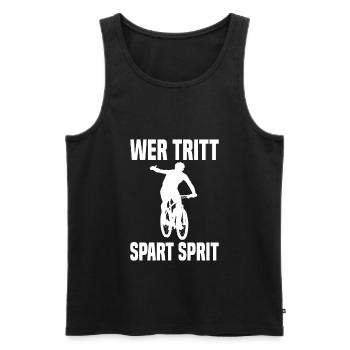 Wer Tritt Spart Sprit Lustiger Fahrrad Spruch - Männer Premium Bio Tank Top - Schwarz - Vorne - AI Model Male 178 light (178cm)