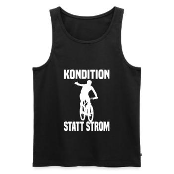 Kondition Statt Strom Lustiger Fahrrad Spruch - Männer Premium Bio Tank Top - Schwarz - Vorne - AI Model Male 178 light (178cm)