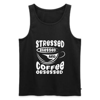 Coffee Espresso Morning Coffee Drinker Americano - Débardeur bio Premium Homme - noir - Devant - AI Model Male 178 light (178cm)