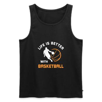 La vie est meilleure avec le basket disant cadeau - Débardeur bio Premium Homme - noir - Devant - Michal (187cm)