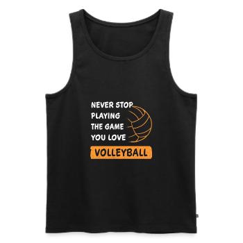 Volley-ball disant de ne jamais arrêter de jouer au jeu - Débardeur bio Premium Homme - noir - Devant - Michal (187cm)