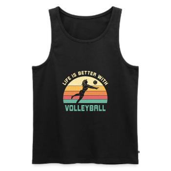 Leben ist besser mit Volleyball Spruch Geschenk - Männer Premium Bio Tank Top - Schwarz - Vorne - Michal (187cm)