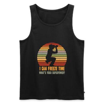 Photographer Photos Photo Cameraman Paparazzo - Men's Premium Organic Tank Top - black - Front - Michal (187cm)
