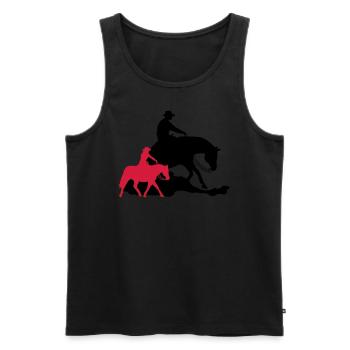 Reining vs Ranch Riding - Débardeur bio Premium Homme - noir - Devant - AI Model Male 178 light (178cm)