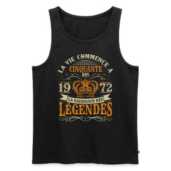 50 ans Anniversaire Humour Naissance 1972 Cadeau - Débardeur bio Premium Homme - noir - Devant - Michal (187cm)