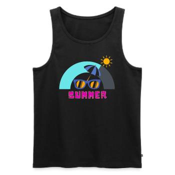 Sonniger Sommer und Freizeit - Männer Premium Bio Tank Top - Schwarz - Vorne - Michal (187cm)