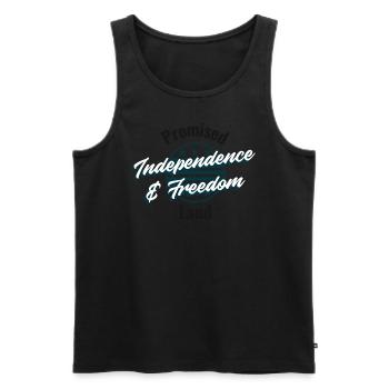 Promised Land - Independece & Freedom - Männer Premium Bio Tank Top - Schwarz - Vorne - Michal (187cm)