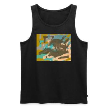 Mandoline - Pop Art Grafik oliv blau - Männer Premium Bio Tank Top - Schwarz - Vorne - AI Model Male 178 light (178cm)