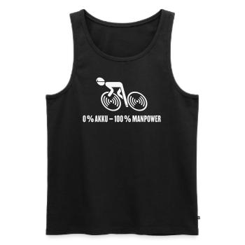 0 % Akku – 100 % Manpower (Fahrrad / Rennrad / W) - Männer Premium Bio Tank Top - Schwarz - Vorne - Michal (187cm)
