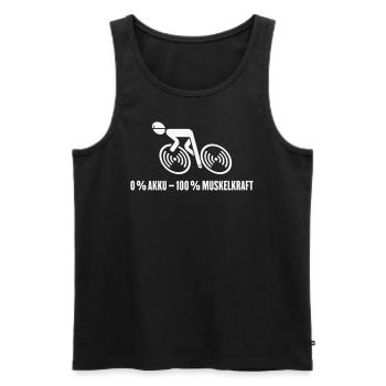 0 % Akku – 100 % Muskelkraft (Fahrrad / White) - Männer Premium Bio Tank Top - Schwarz - Vorne - Michal (187cm)
