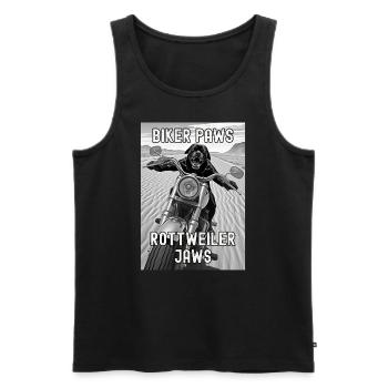 Rottweiler-Hund fährt Motorrad in der Wüste - Männer Premium Bio Tank Top - Schwarz - Vorne - Michal (187cm)