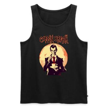 Un vampire buvant du café - Débardeur bio Premium Homme - noir - Devant - AI Model Male 178 light (178cm)