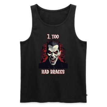 A vampire like person showing his perfect teeth - Men's Premium Organic Tank Top - black - Front - Michal (187cm)