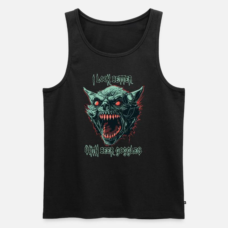 Dämonen-Ghul-Bierbrille - Männer Premium Bio Tank Top - Schwarz