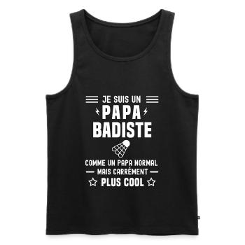 papa badiste papa normal fête des pères badminton - Débardeur bio Premium Homme - noir - Devant - Michal (187cm)