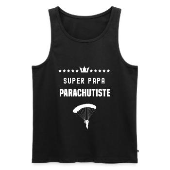 super papa parachutiste fête des pères parachute - Débardeur bio Premium Homme - noir - Devant - AI Model Male 178 light (178cm)