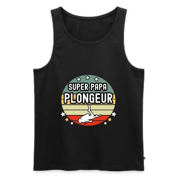 super papa plongeur apnée vintage père plongée - Débardeur bio Premium Homme - noir - Devant - AI Model Male 178 light (178cm)