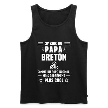 papa breton triskele homme papa normale bretagne - Débardeur bio Premium Homme - noir - Devant - AI Model Male 178 light (178cm)