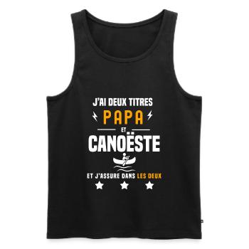 j'ai deux titres papa et canoëiste père canoë - Débardeur bio Premium Homme - noir - Devant - Michal (187cm)