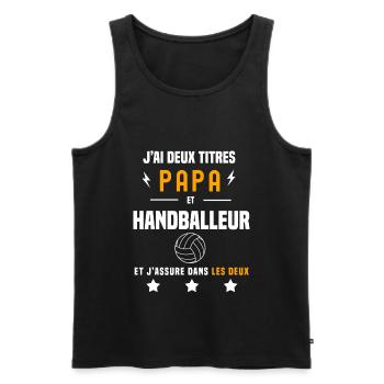 j'ai deux titres papa et handballeur père handball - Débardeur bio Premium Homme - noir - Devant - Michal (187cm)