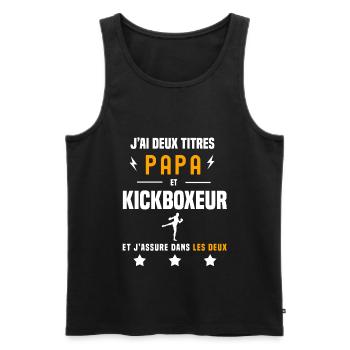 j'ai deux titres papa et kickboxeur père - Débardeur bio Premium Homme - noir - Devant - Michal (187cm)