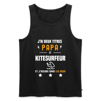 j'ai deux titres papa et kitesurfeur père kitesurf - Débardeur bio Premium Homme - noir - Devant - Michal (187cm)