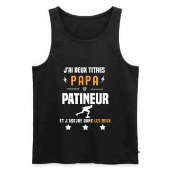 j'ai deux titres papa et patineur père patinage - Débardeur bio Premium Homme - noir - Devant - Michal (187cm)
