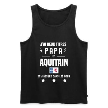 j'ai deux titres papa et aquitain homme aquitaine - Débardeur bio Premium Homme - noir - Devant - Michal (187cm)