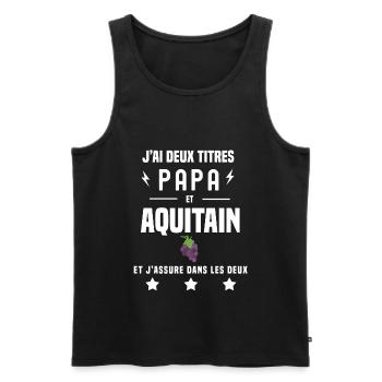 j'ai deux titres papa et aquitain vigne aquitaine - Débardeur bio Premium Homme - noir - Devant - Michal (187cm)