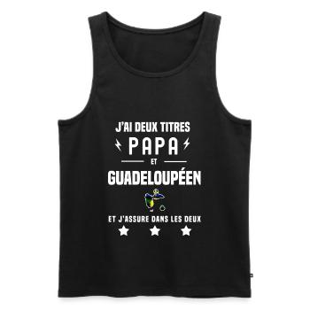 j'ai deux titres papa et guadeloupéen drapeau - Débardeur bio Premium Homme - noir - Devant - AI Model Male 178 light (178cm)