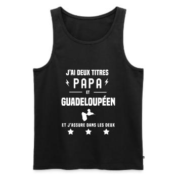 j'ai deux titres papa et guadeloupéen homme - Débardeur bio Premium Homme - noir - Devant - AI Model Male 178 light (178cm)