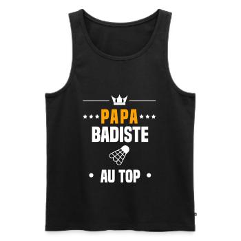 papa badiste au top cadeau papa badminton - Débardeur bio Premium Homme - noir - Devant - Michal (187cm)