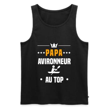 papa avironneur au top cadeau papa aviron - Débardeur bio Premium Homme - noir - Devant - Michal (187cm)