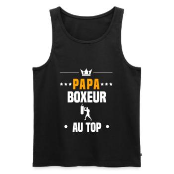 papa boxeur au top cadeau papa boxe - Débardeur bio Premium Homme - noir - Devant - Michal (187cm)