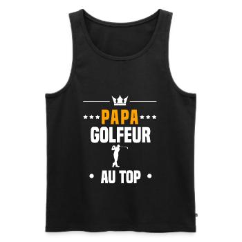 papa golfeur au top cadeau papa golf - Débardeur bio Premium Homme - noir - Devant - Michal (187cm)