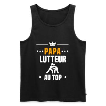 papa lutteur au top cadeau papa lutte - Débardeur bio Premium Homme - noir - Devant - Michal (187cm)